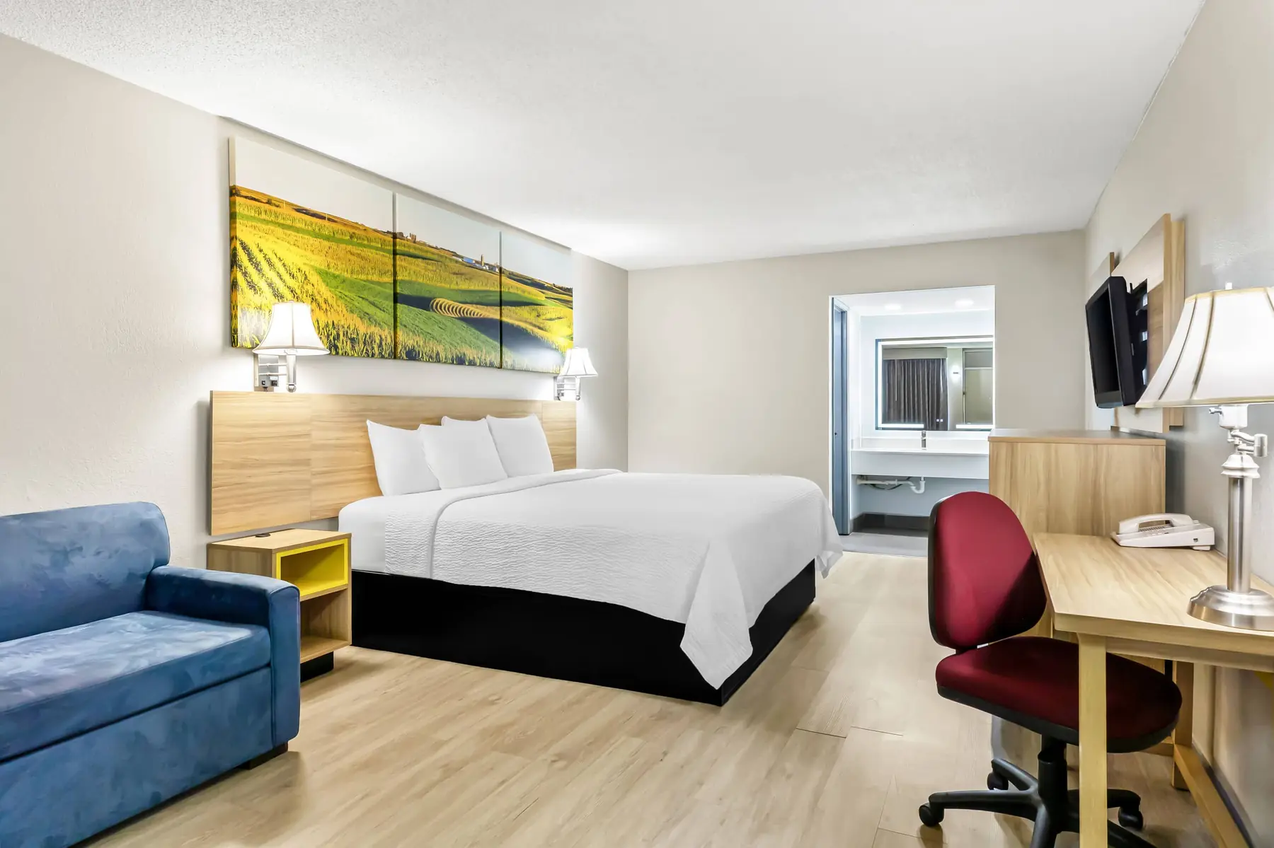 Renovated king guest room at Days Inn Salina South